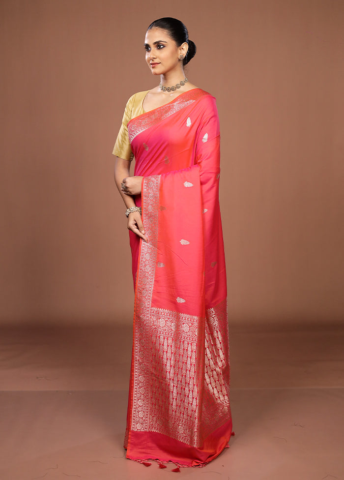 Pink Katan Silk Saree With Blouse Piece