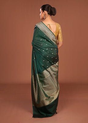 Green Katan Silk Saree With Blouse Piece