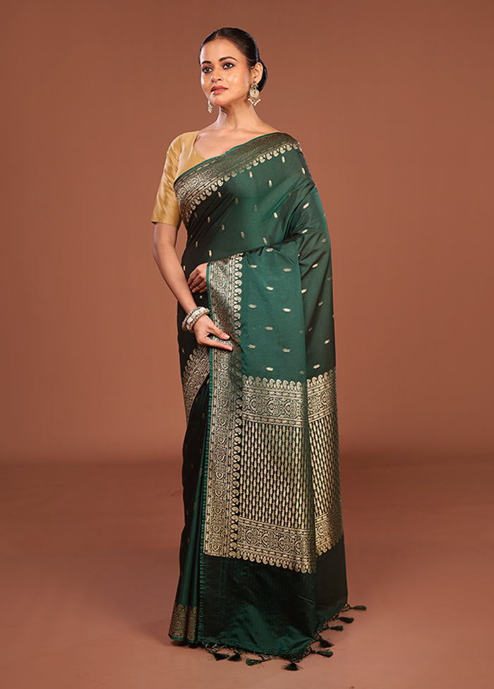 Green Katan Silk Saree With Blouse Piece