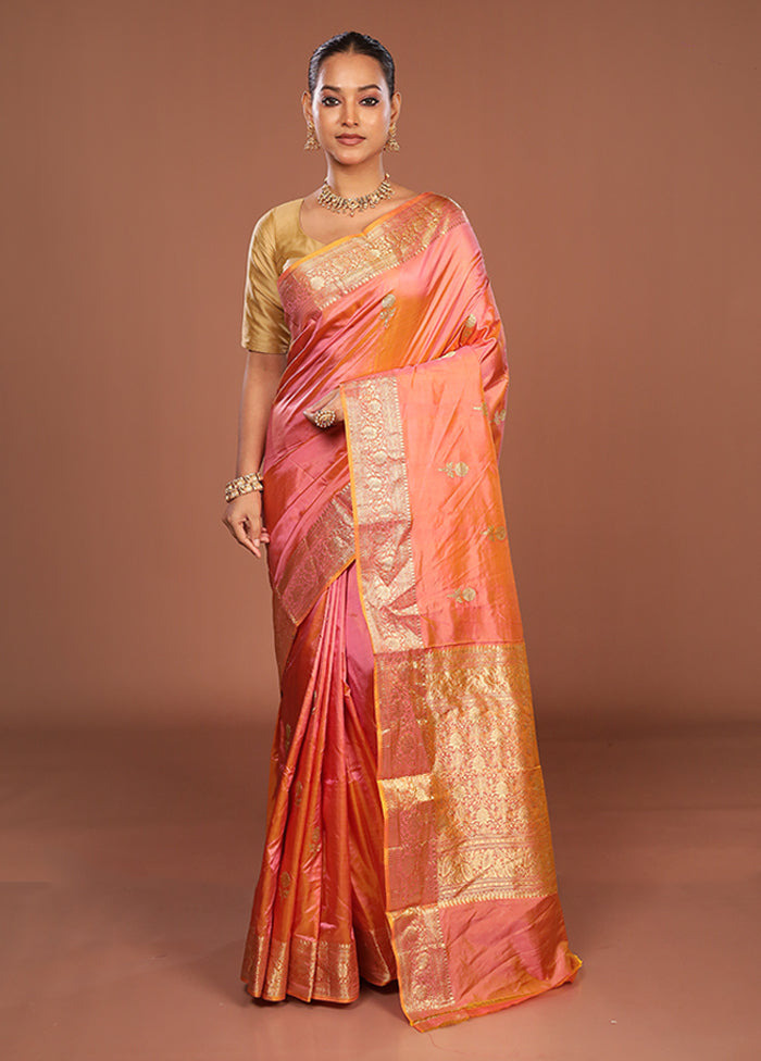 Pink Handloom Katan Pure Silk Saree With Blouse Piece