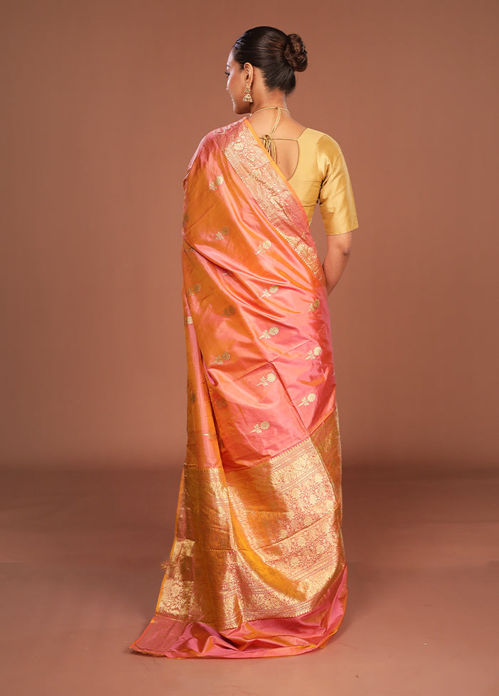 Pink Handloom Katan Pure Silk Saree With Blouse Piece