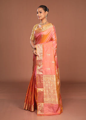 Pink Handloom Katan Pure Silk Saree With Blouse Piece