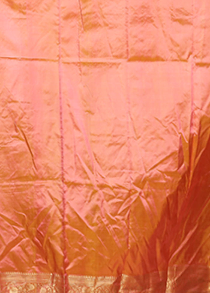 Pink Handloom Katan Pure Silk Saree With Blouse Piece