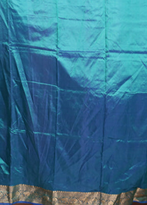 Blue Handloom Katan Pure Silk Saree With Blouse Piece