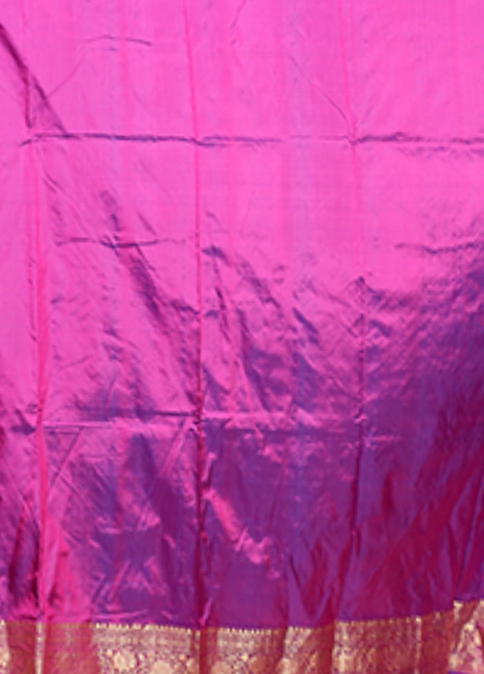 Purple Handloom Katan Pure Silk Saree With Blouse Piece