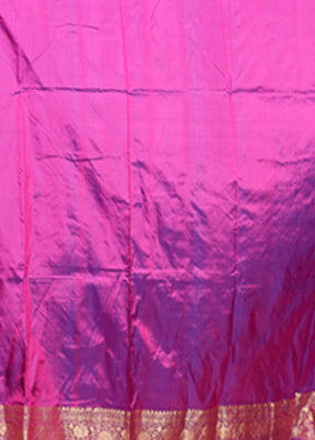 Purple Handloom Katan Pure Silk Saree With Blouse Piece