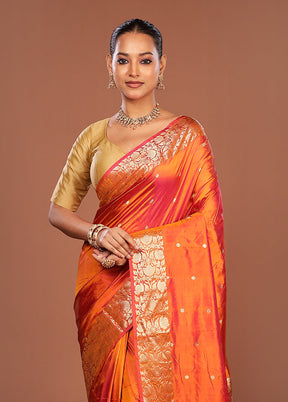 Pink Handloom Katan Pure Silk Saree With Blouse Piece