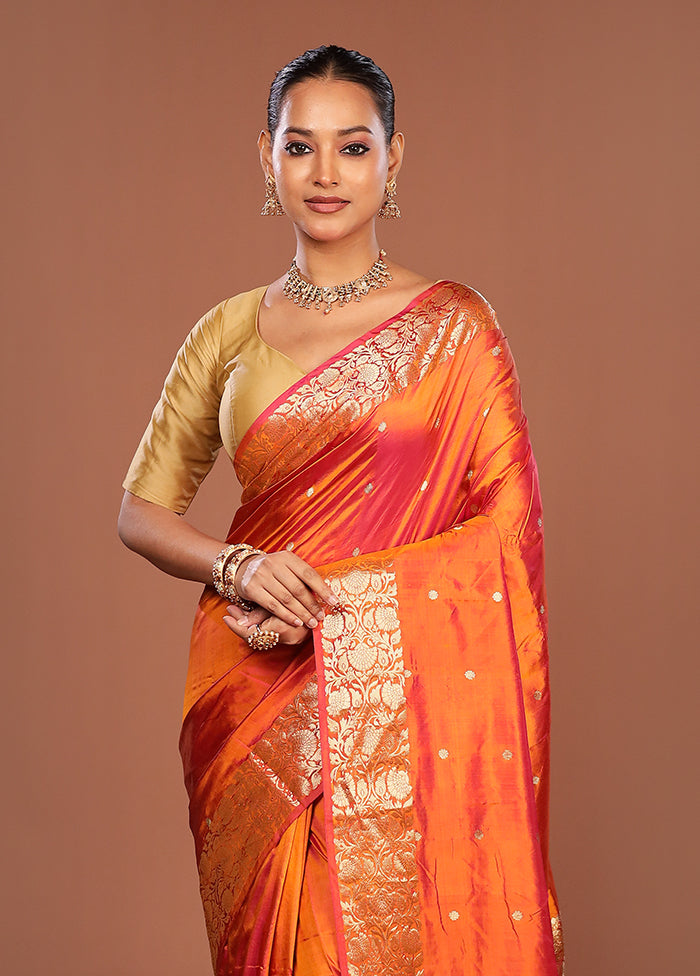Pink Handloom Katan Pure Silk Saree With Blouse Piece