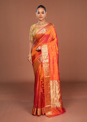 Pink Handloom Katan Pure Silk Saree With Blouse Piece