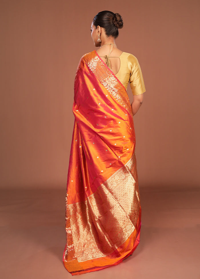 Pink Handloom Katan Pure Silk Saree With Blouse Piece