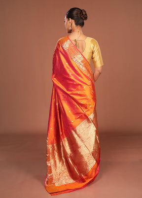Pink Handloom Katan Pure Silk Saree With Blouse Piece