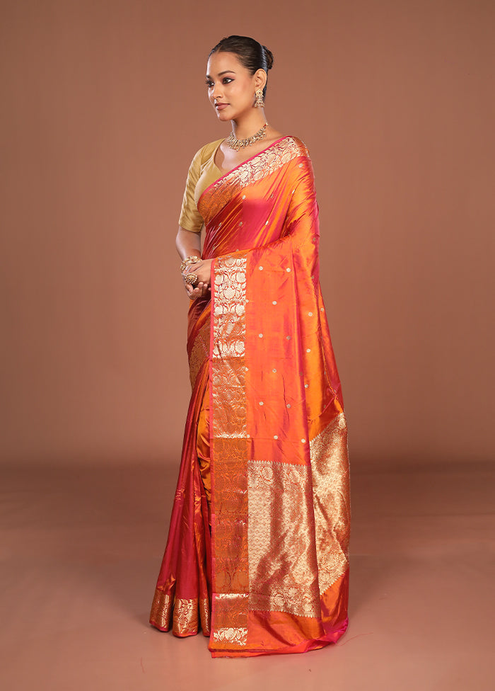 Pink Handloom Katan Pure Silk Saree With Blouse Piece