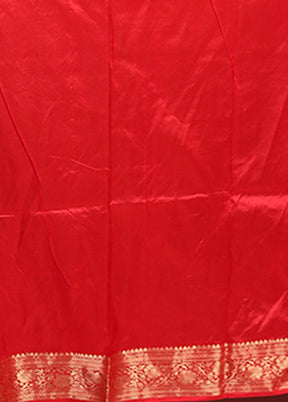Red Handloom Katan Pure Silk Saree With Blouse Piece
