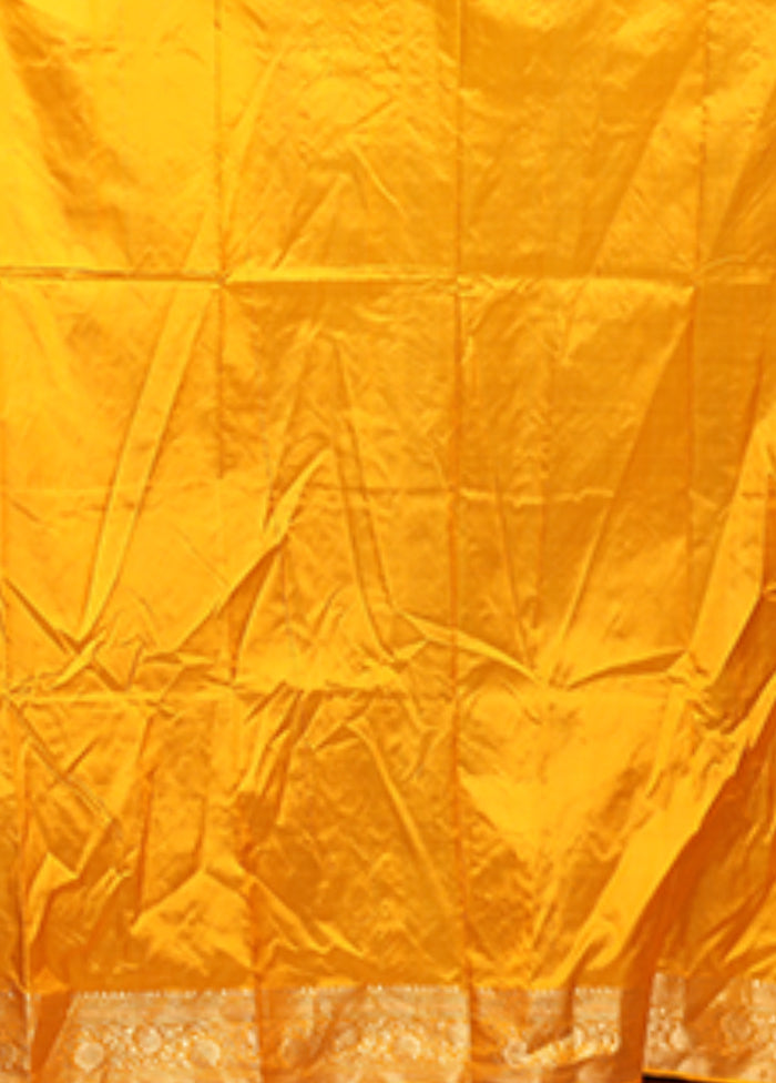 Yellow Handloom Katan Pure Silk Saree With Blouse Piece