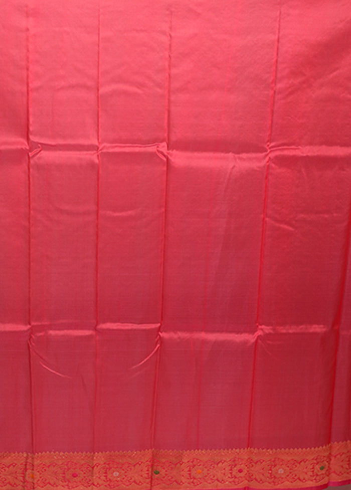 Pink Handloom Pure Organza Saree With Blouse Piece