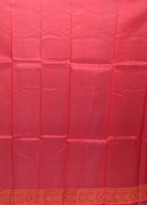 Pink Handloom Pure Organza Saree With Blouse Piece