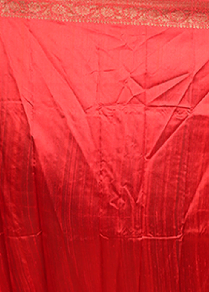 Orange Handloom Tussar Pure Silk Saree With Blouse Piece