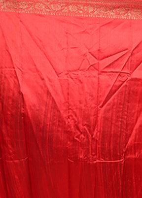Orange Handloom Tussar Pure Silk Saree With Blouse Piece