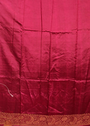 Wine Handloom Katan Pure Silk Saree With Blouse Piece