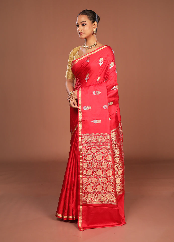 Pink Handloom Katan Pure Silk Saree With Blouse Piece