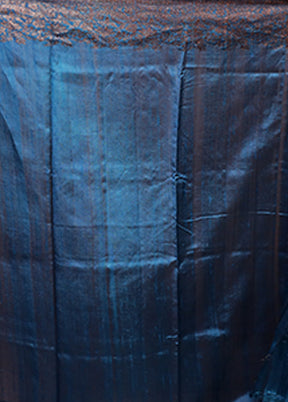 Blue Handloom Tussar Pure Silk Saree With Blouse Piece