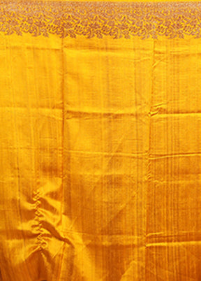 Yellow Handloom Tussar Pure Silk Saree With Blouse Piece