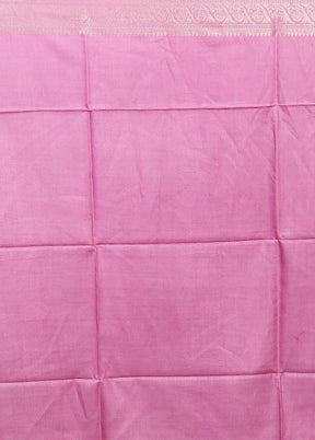 Pink Handloom Tussar Pure Silk Saree With Blouse Piece