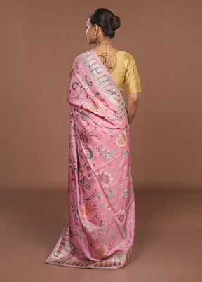 Cream Handloom Tussar Pure Silk Saree With Blouse Piece