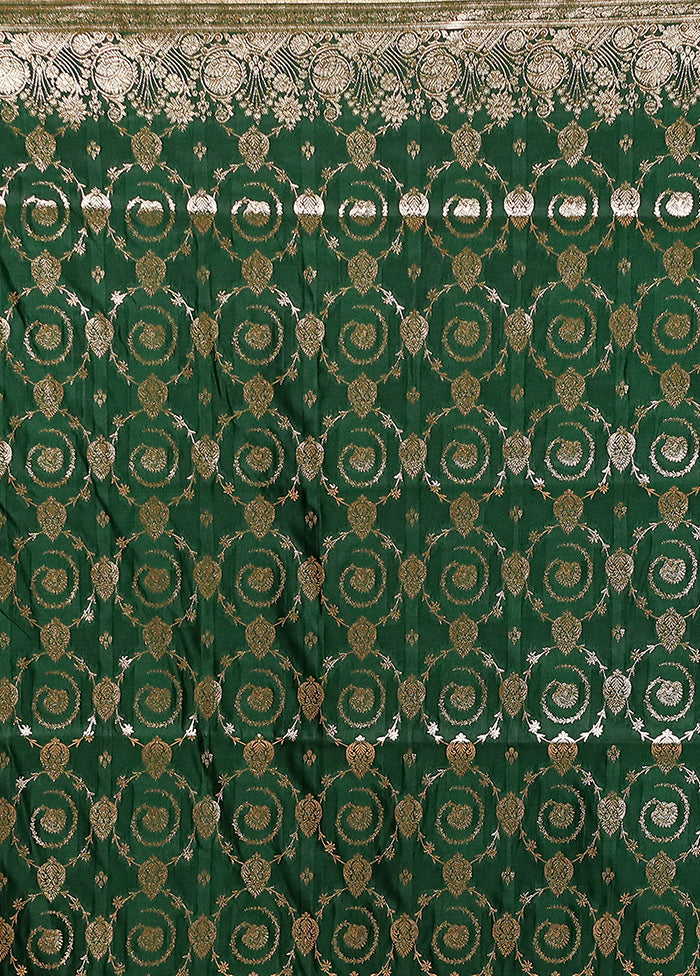 Green Banarasi Silk Saree With Blouse Piece