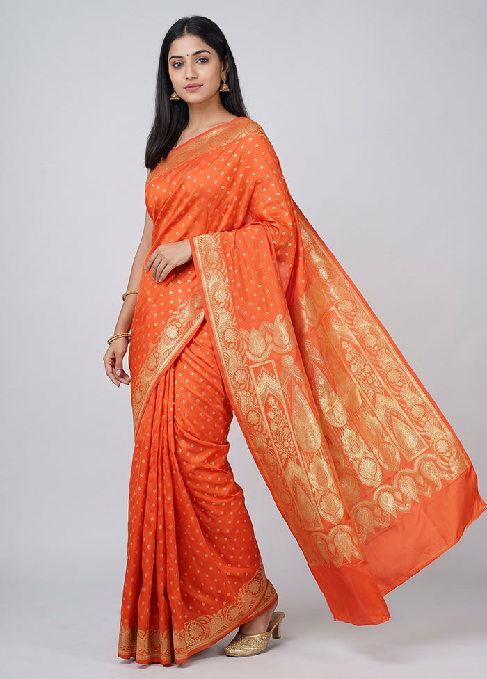Pink Banarasi Silk Saree With Blouse Piece