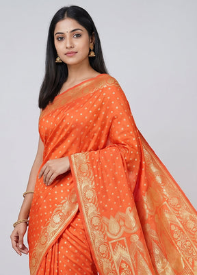 Pink Banarasi Silk Saree With Blouse Piece