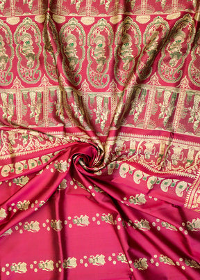 Red Handloom Baluchari Pure Silk Saree With Blouse Piece