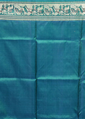 Green Handloom Baluchari Pure Silk Saree With Blouse Piece