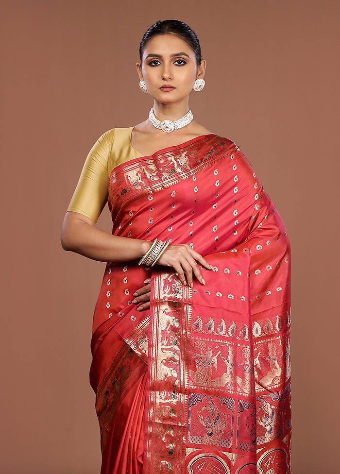 Red Handloom Swarnachuri Pure Silk Saree With Blouse Piece