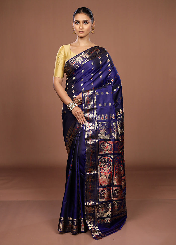 Blue Handloom Swarnachuri Pure Silk Saree With Blouse Piece