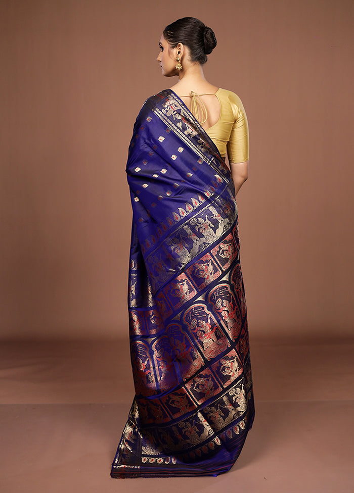Blue Handloom Swarnachuri Pure Silk Saree With Blouse Piece