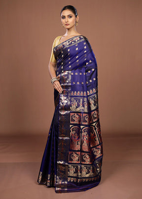 Blue Handloom Swarnachuri Pure Silk Saree With Blouse Piece
