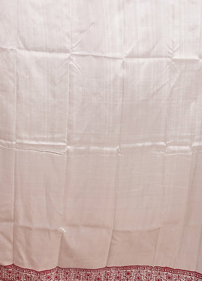 White Printed Pure Silk Saree Without Blouse Piece