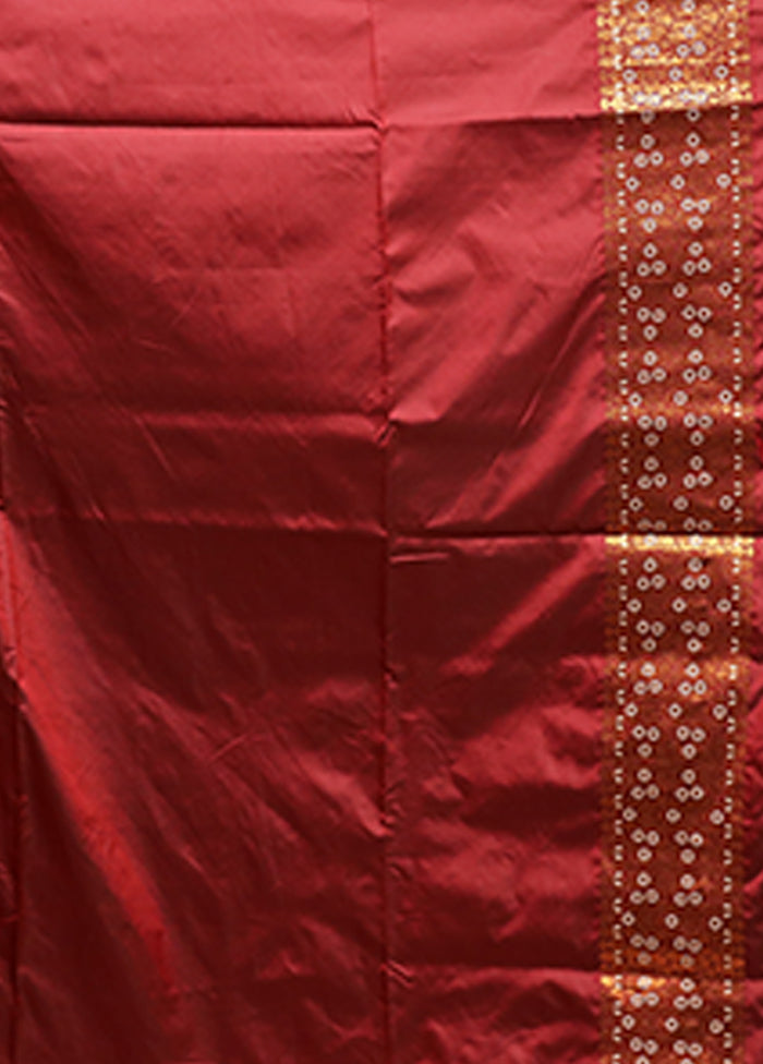 Maroon Assam Silk Saree With Blouse Piece