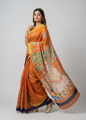 Multicolor Printed Silk Saree Without Blouse Piece