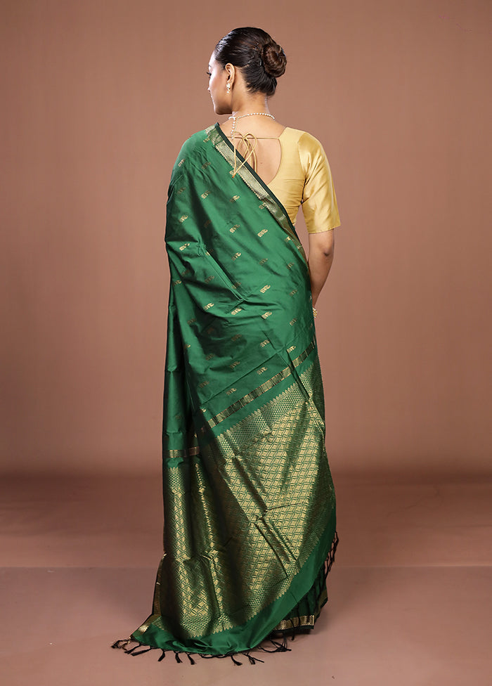 Green Kanjivaram Silk Saree With Blouse Piece