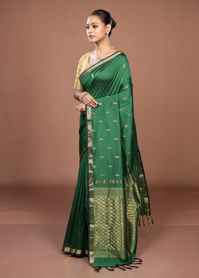 Green Kanjivaram Silk Saree With Blouse Piece