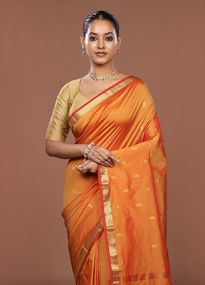 Yellow Kanjivaram Silk Saree With Blouse Piece
