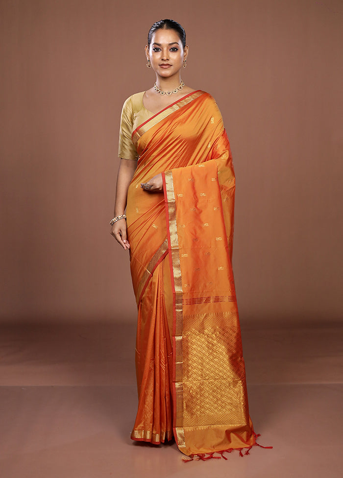 Yellow Kanjivaram Silk Saree With Blouse Piece