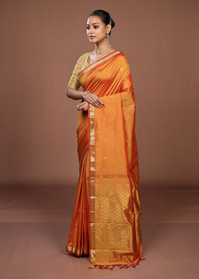 Yellow Kanjivaram Silk Saree With Blouse Piece