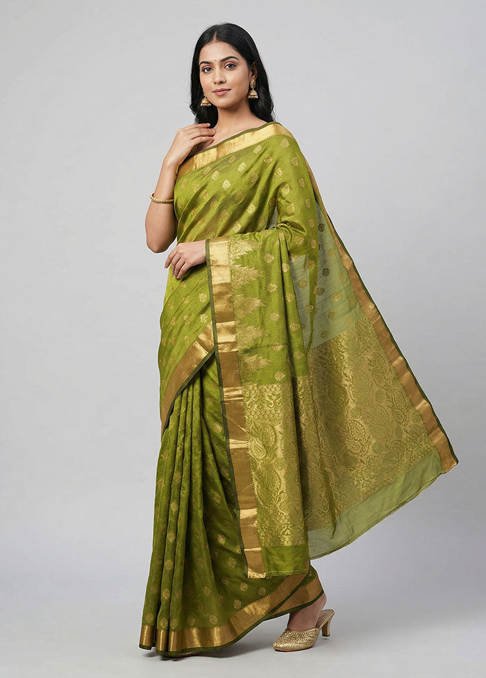 Green Kanjivaram Silk Saree With Blouse Piece