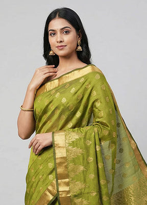 Green Kanjivaram Silk Saree With Blouse Piece