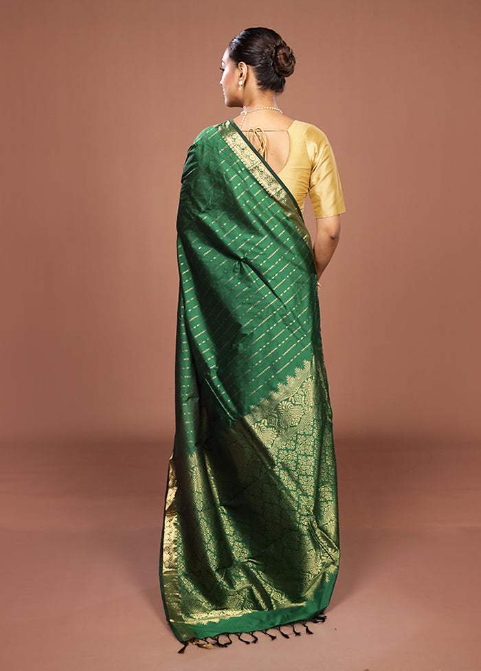Green Kanjivaram Silk Saree With Blouse Piece