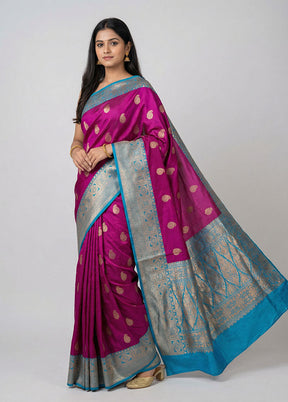 Pink Handloom Katan Pure Silk Saree With Blouse Piece