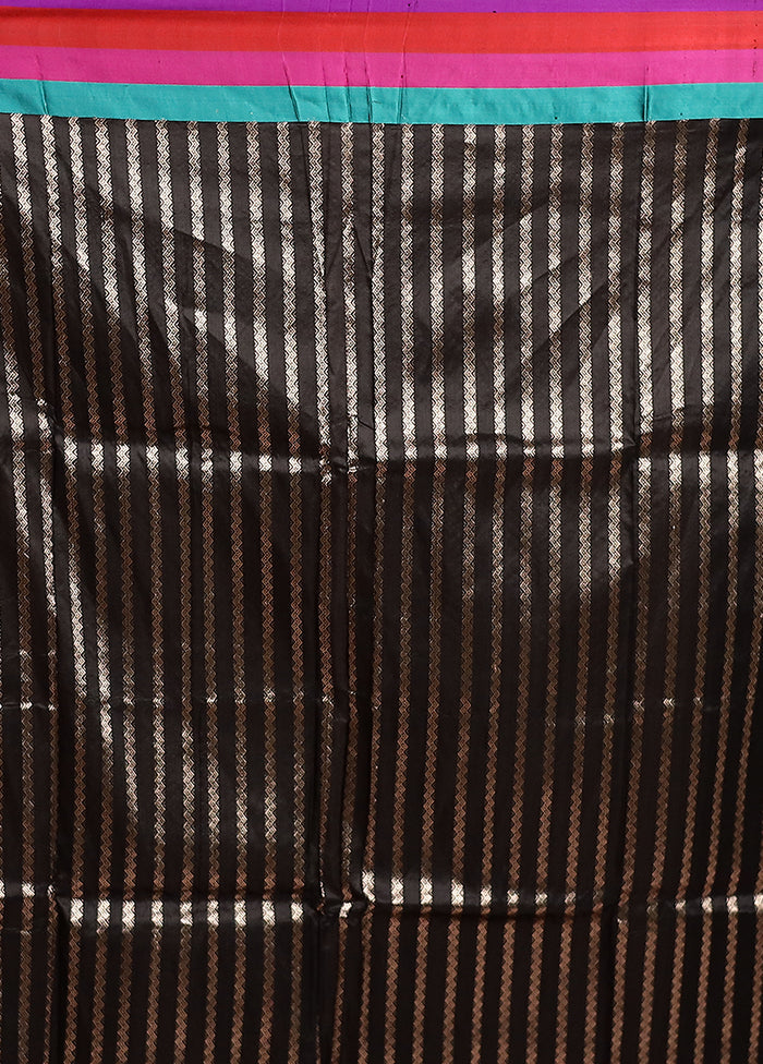 Black Handloom Katan Pure Silk Saree With Blouse Piece